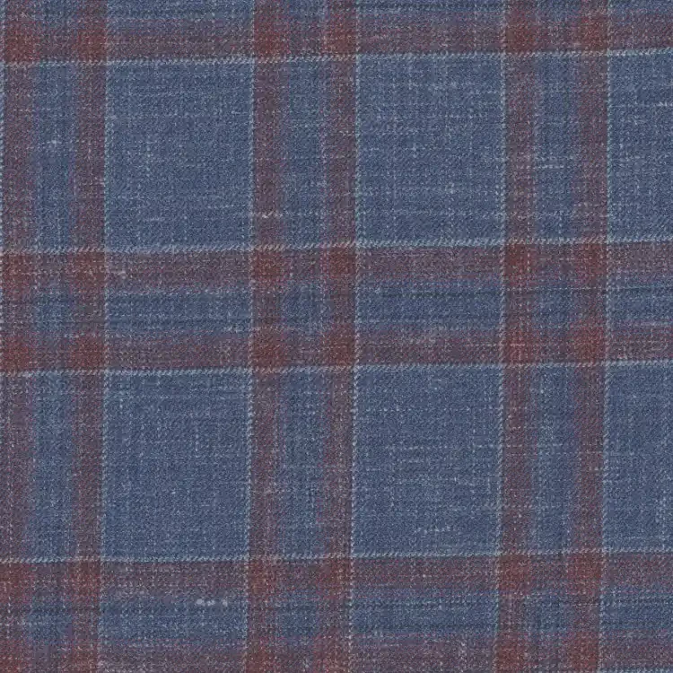 Denim Blue with Burgundy Check