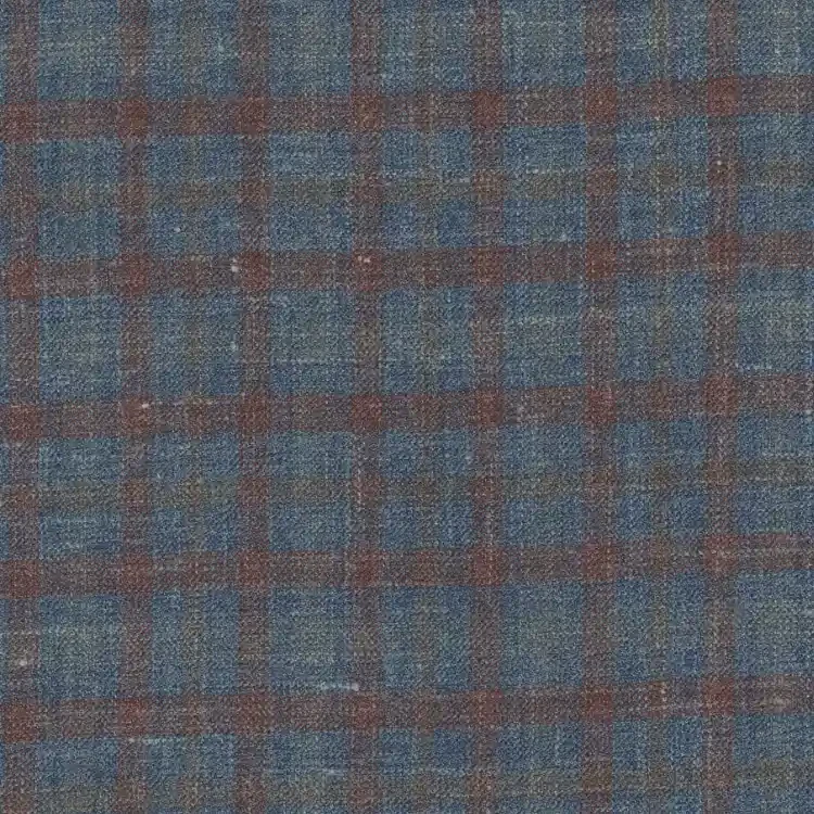 Teal Blue with Copper and Brown Check