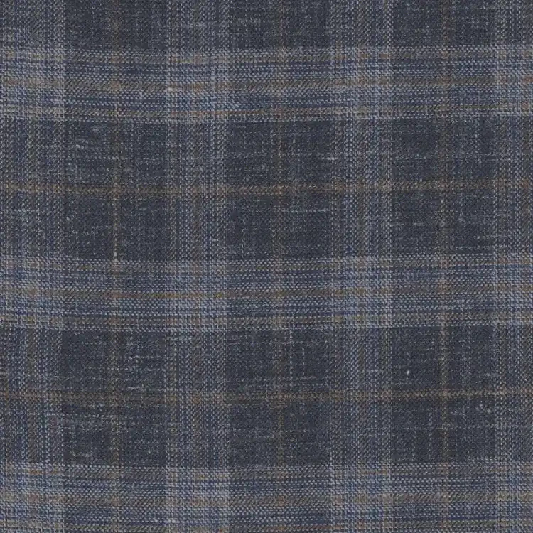 Deep Navy Blue with Gray and Brown Check