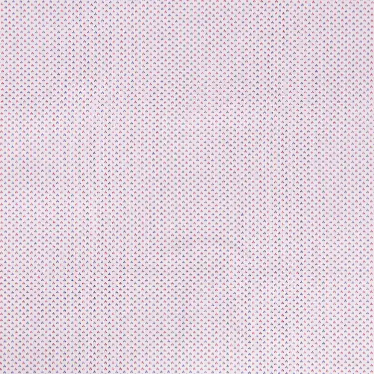 Blue and Red Small Heart Design On White Shirt Fabric