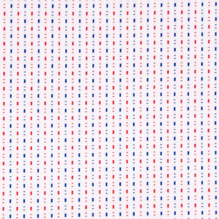 White with Red and Navy Texture Shirt Fabric