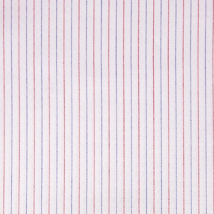 Blue and Red Stripe On White Design Shirt Fabric