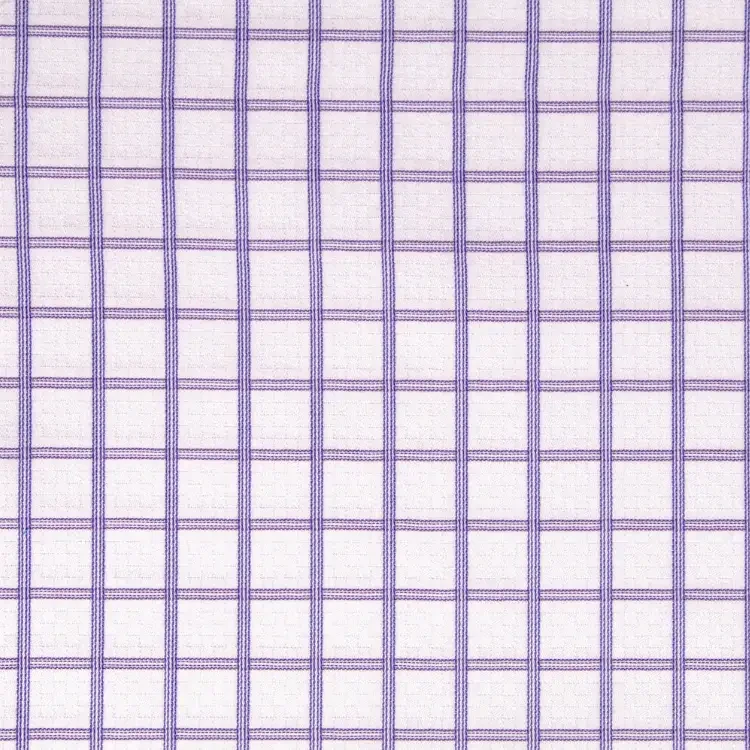 Purple Check On White Chessboard Shirt Fabric