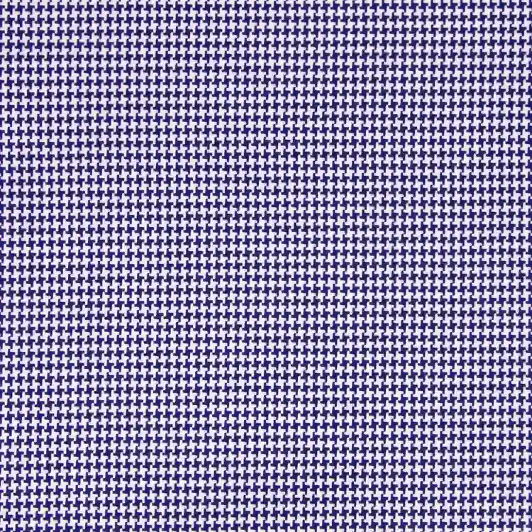 White and Navy Blue Houndstooth Shirt Fabric