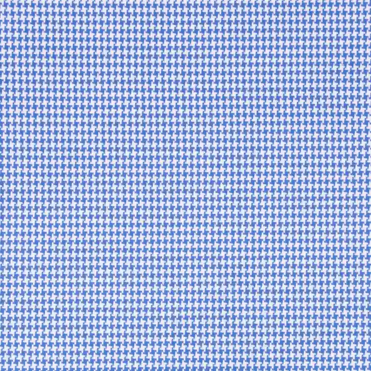 White and Blue Houndstooth Shirt Fabric