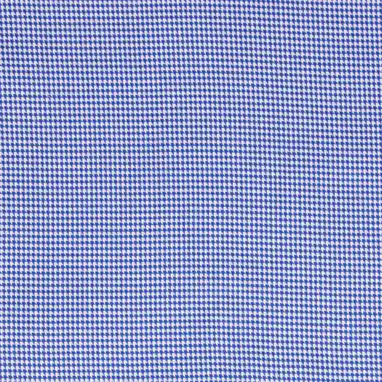 White and Blue Houndstooth Shirt Fabric