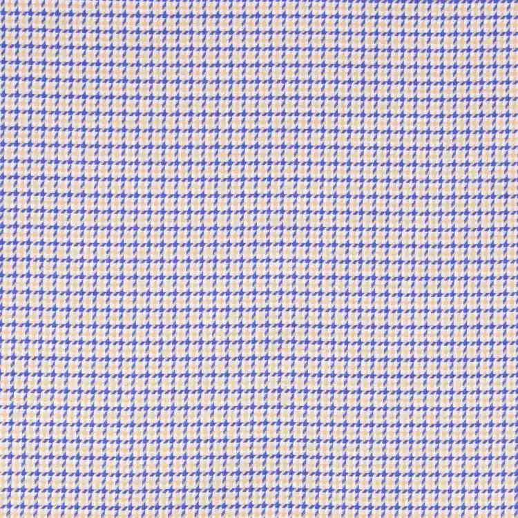 White, Blue and Yellow Houndstooth Shirt Fabric