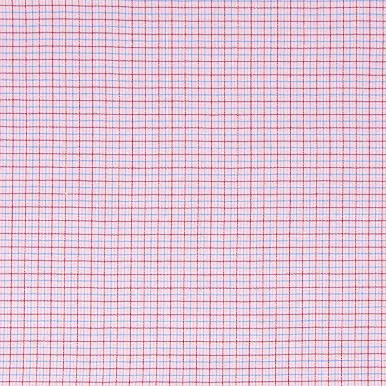 White with Pink, Red and Blue Check Shirt Fabric