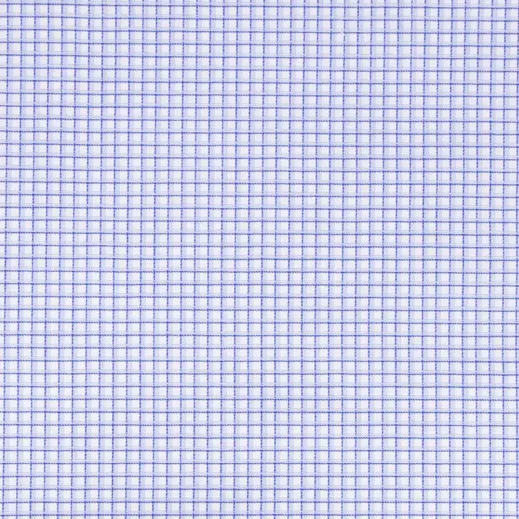 White and Blue Check Shirt Fabric