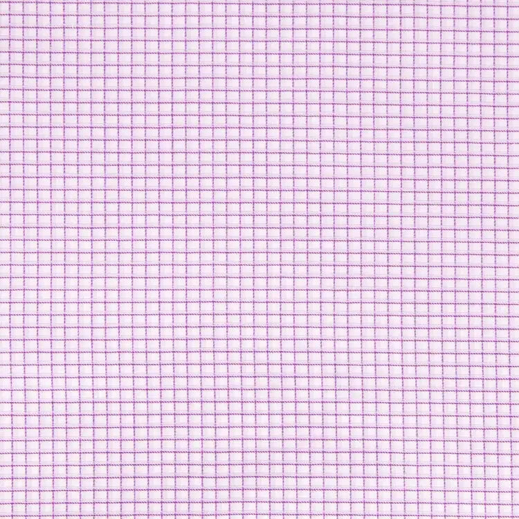 White and Purple Check Shirt Fabric