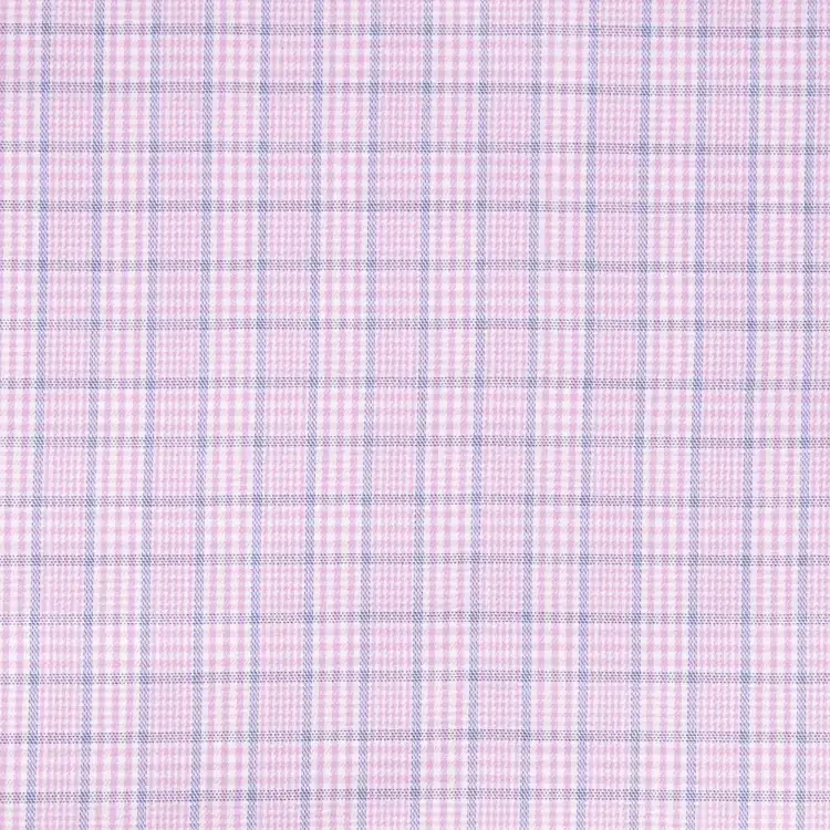 Purple, Blue and White Check Shirt Fabric