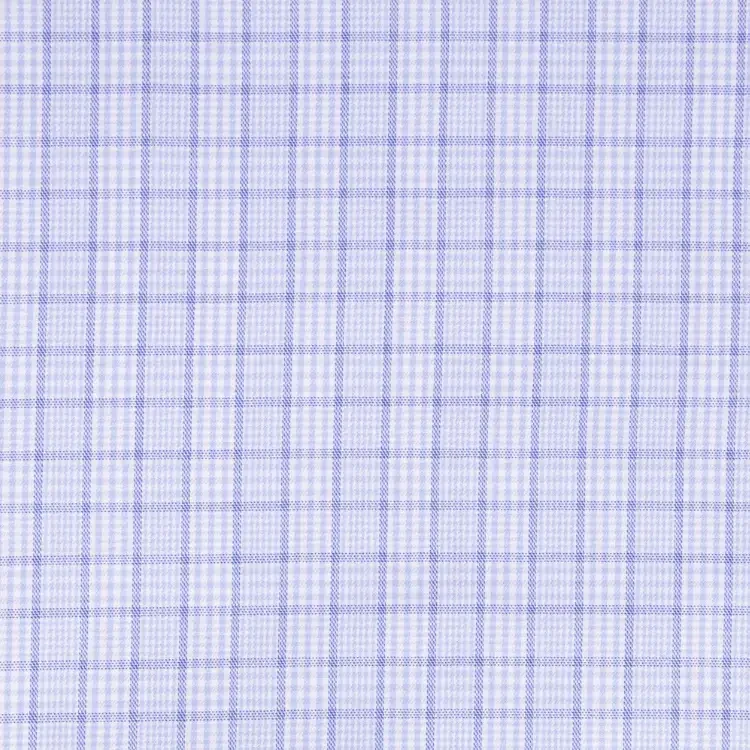 White, Blue and Light Blue Check Shirt Fabric