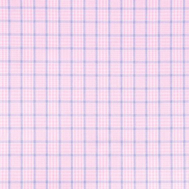 White, Pink and Blue Check Shirt Fabric