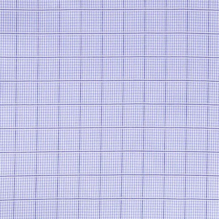 Dark Blue Check On Blue Houndstooth Shirt Fabric