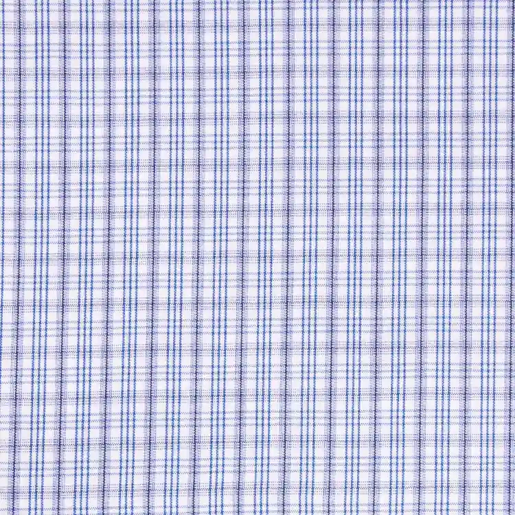White and Blue Check Shirt Fabric
