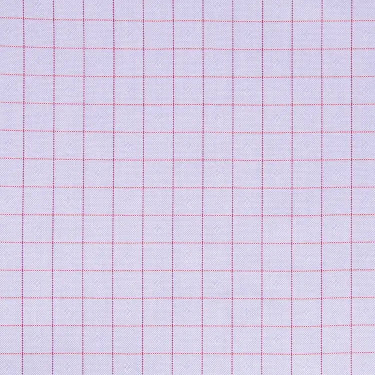 Red Check On Blue Shirt Fabric