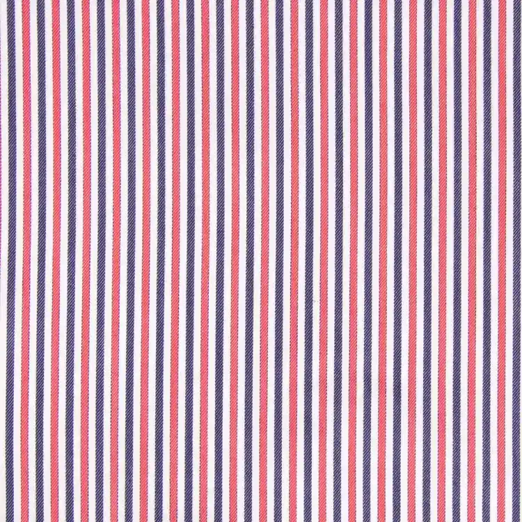 Red, White and Dark Blue Stripe Shirt Fabric
