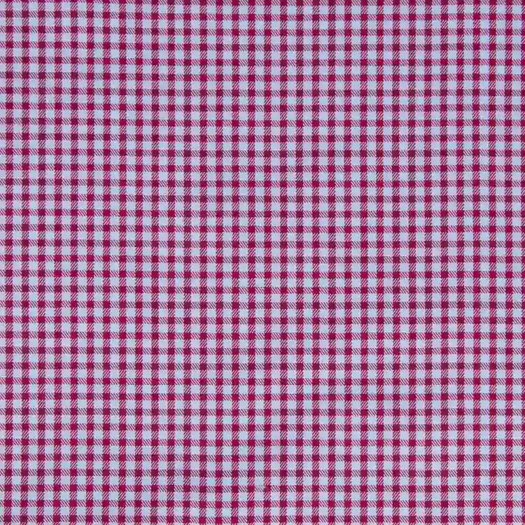 Red Check On Light Blue Shirt Fabric