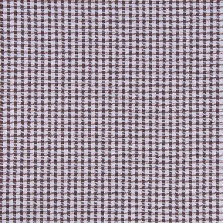 Brown Check On Light Blue Shirt Fabric