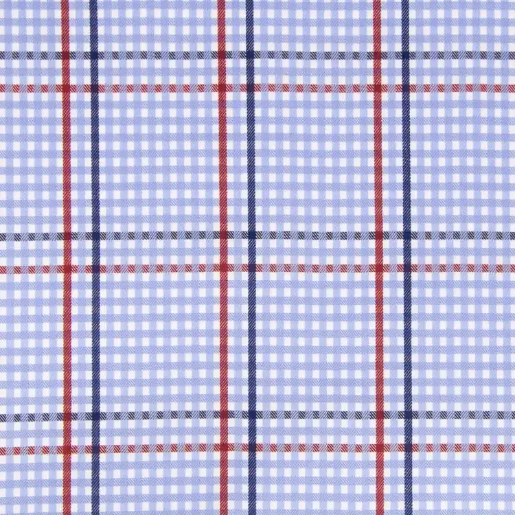 Blue, Navy and Red Check Shirt Fabric