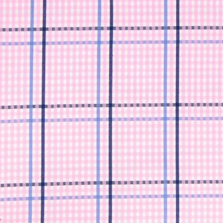 Pink, Navy and Blue Check Shirt Fabric