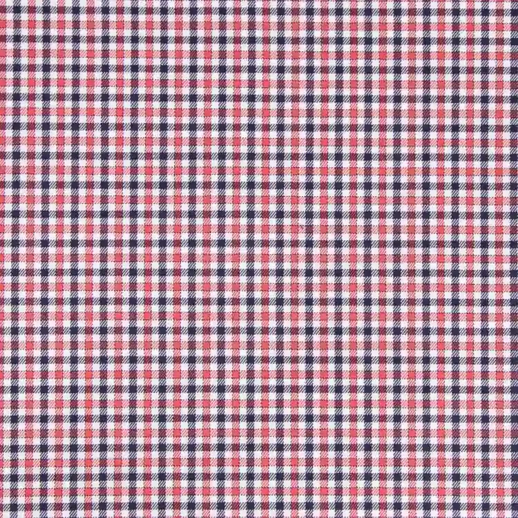 White, Red and Dark Blue Check Shirt Fabric