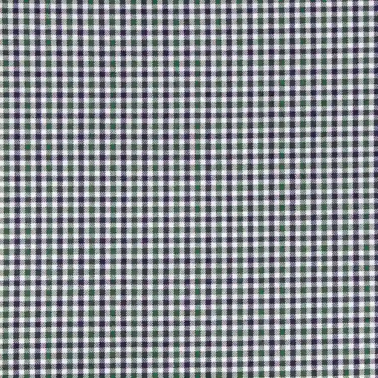 White, Green and Dark Blue Check Shirt Fabric