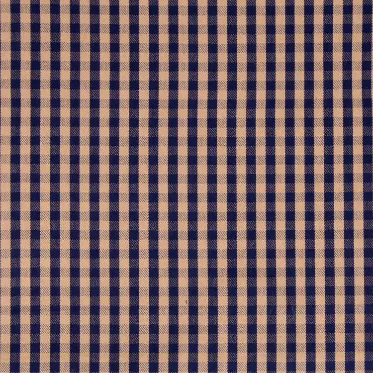 Mustard and Navy Check Shirt Fabric