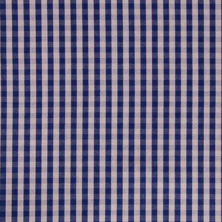 Navy and Gray Check Shirt Fabric