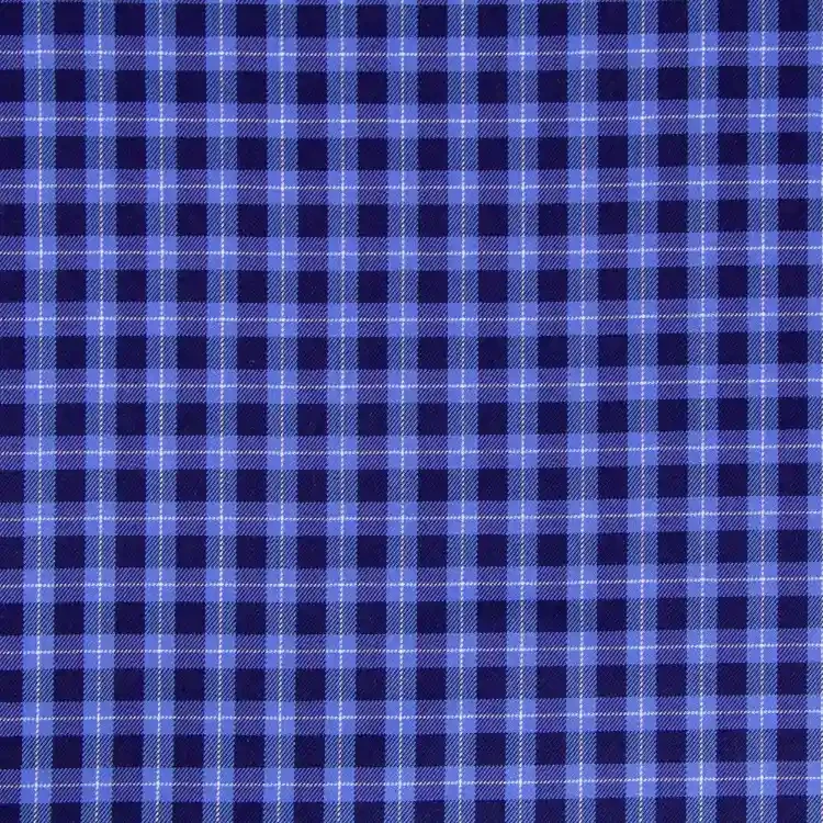Navy and Blue Check Shirt Fabric