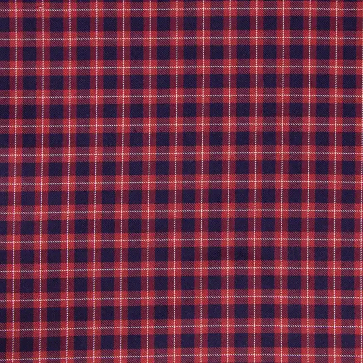 Red and Navy Check Shirt Fabric