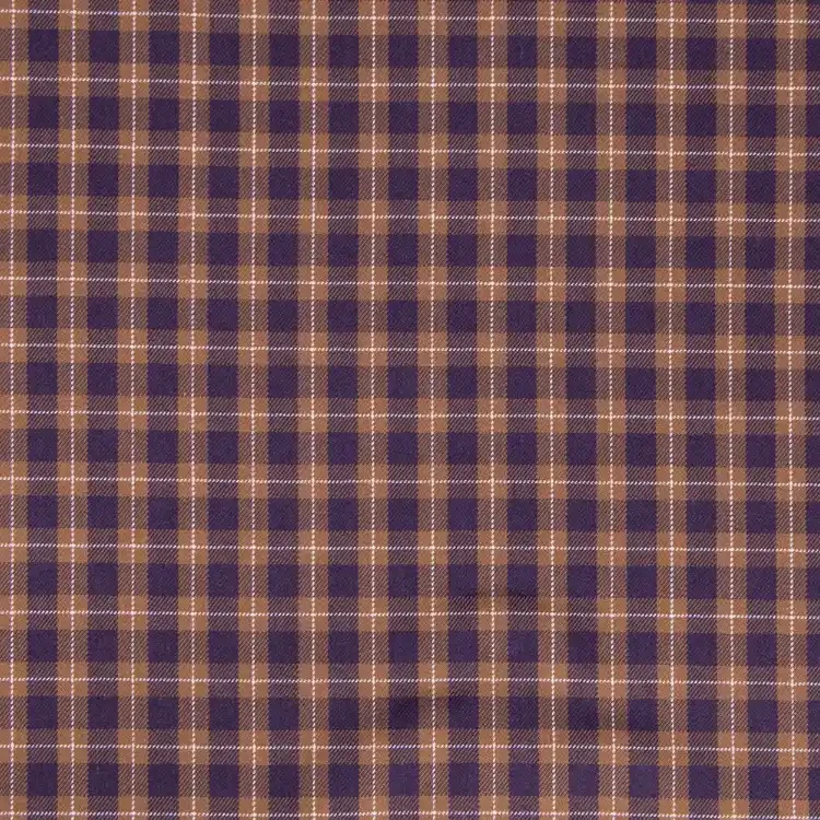 Brown and Purple Check Shirt Fabric