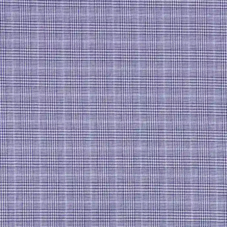 Navy Blue and Light Blue Check Shirt Fabric