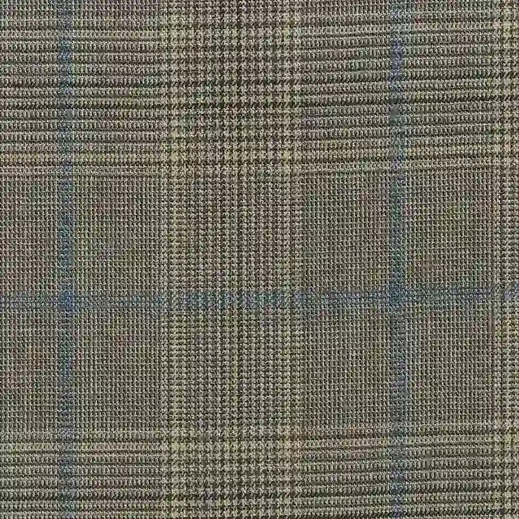 Tan with Beige and Blue Check