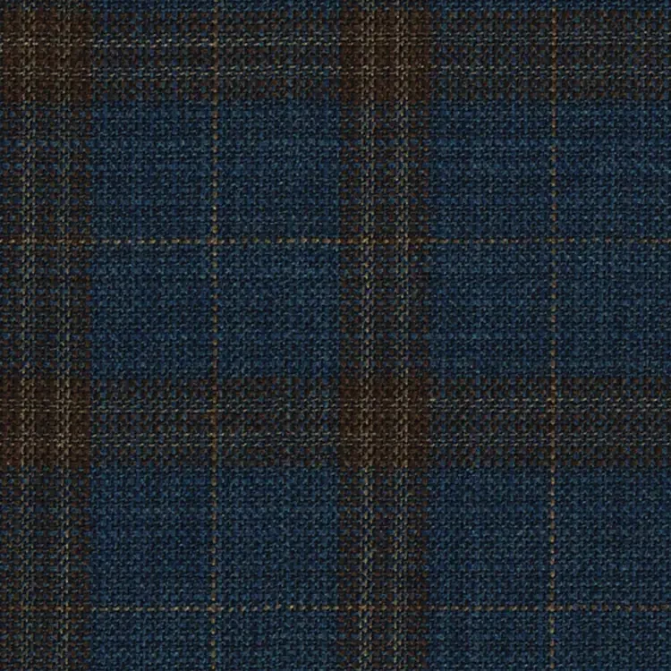 Classic Blue Hopsack with Brown Check