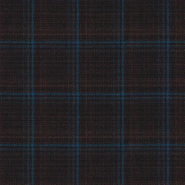 Brown and Burnt Orange Birdseye with Electric Blue Window Check
