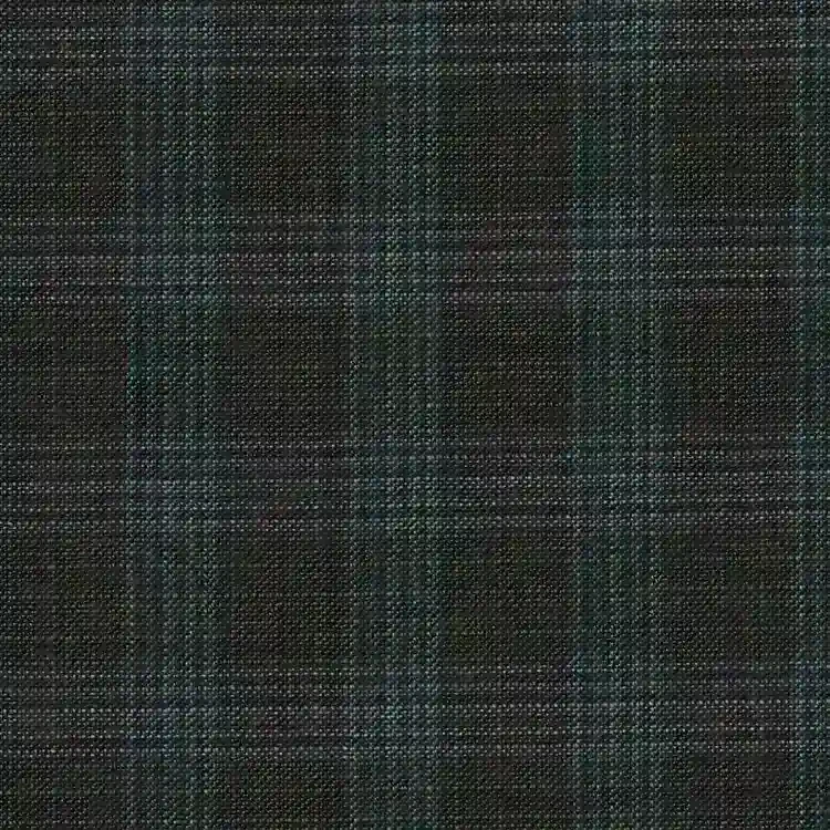 Dark Brown and Olive Green Birdseye with Light Blue Glen Check