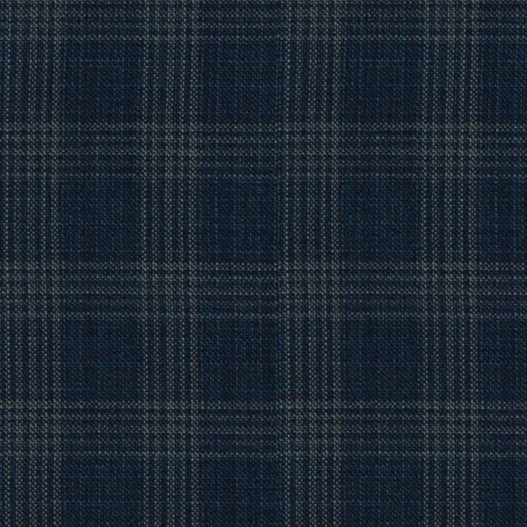 Blue and Black Birdseye with White Glen Check