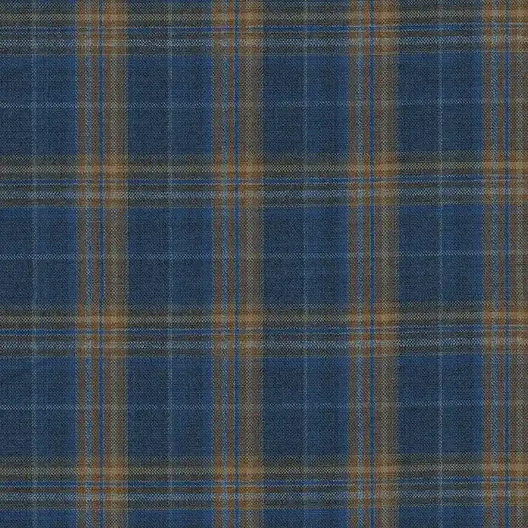 Cerulean Blue with Mustard and White Check