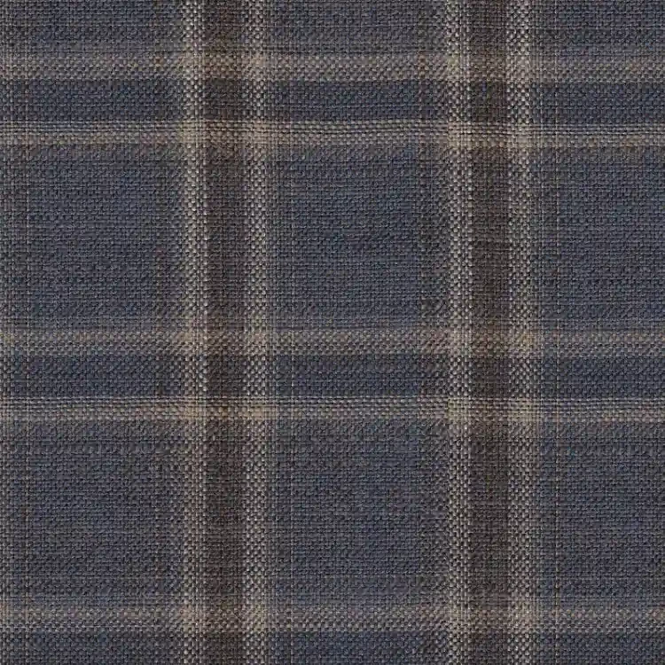 Denim Blue with Brown and Silver Check