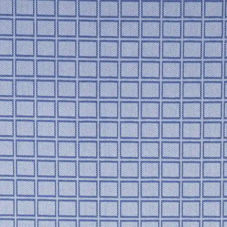 Blue Self Check Shirt Fabric