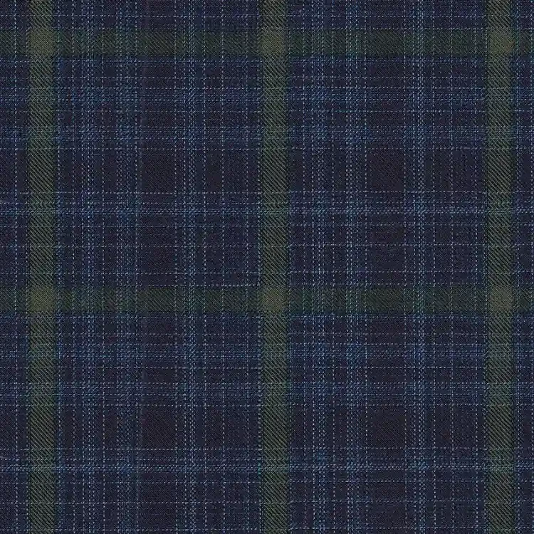 Midnight Bleu with Light Blue and Moss Green Windowpane
