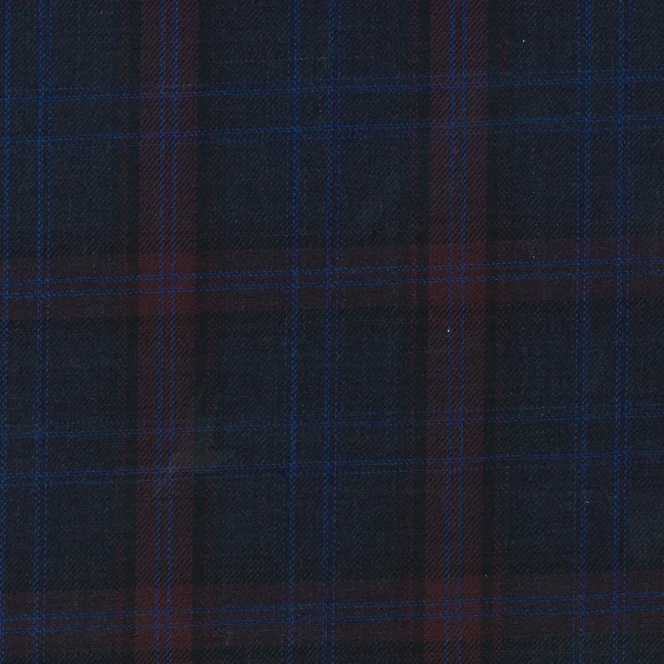 Midnight Blue with Maroon Check