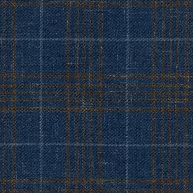 Navy with Brown and Light Blue Check