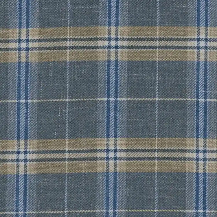 Blue Gray with Navy and Cream Check