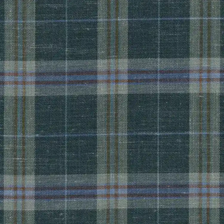 Dark Teal with Light Blue and Copper Check