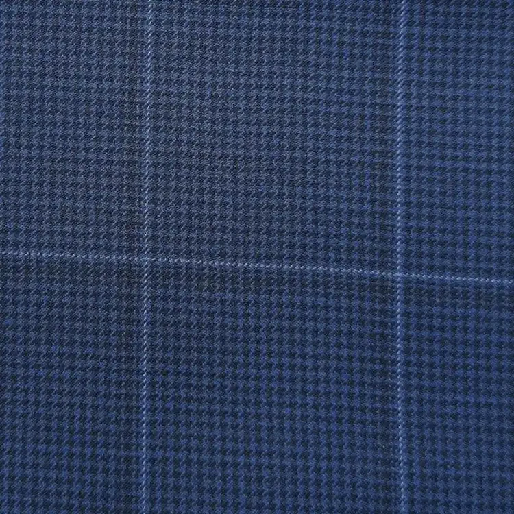 Cobalt Blue Houndstooth with Light Blue Windowpane