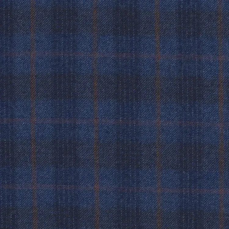 Blue with Navy and Copper Check Tweed