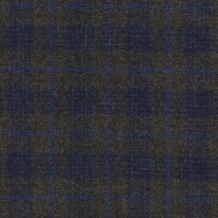 Chocolate Brown with Navy Check Tweed