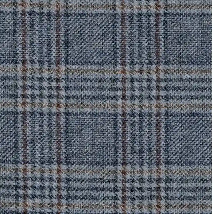 Light Blue with Gray and Brown Check Tweed